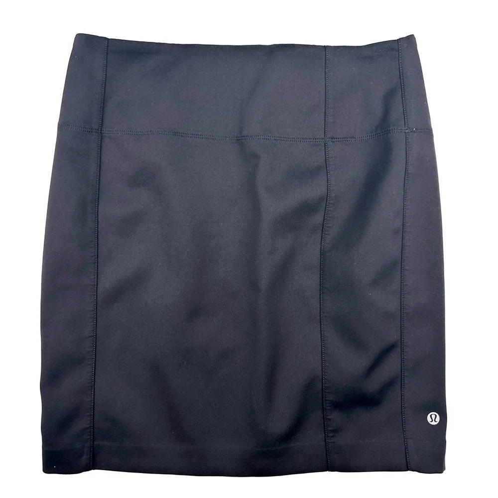 Lululemon Athletica Black Athletic Mini Skirt Size 8 Zipper Pocket Activewear - Picture 1 of 7